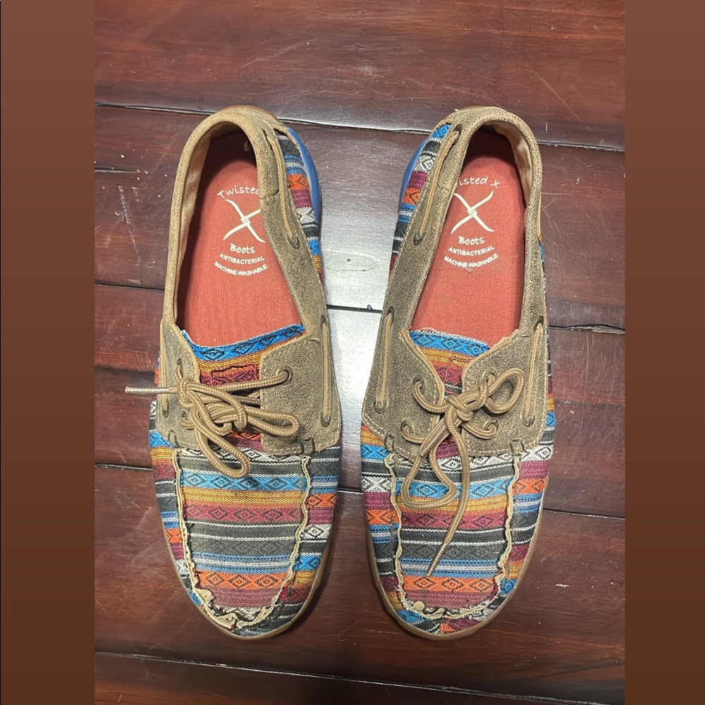 Twisted X Boat Shoe Driving Moc, Size 7 1/2 M, Serape